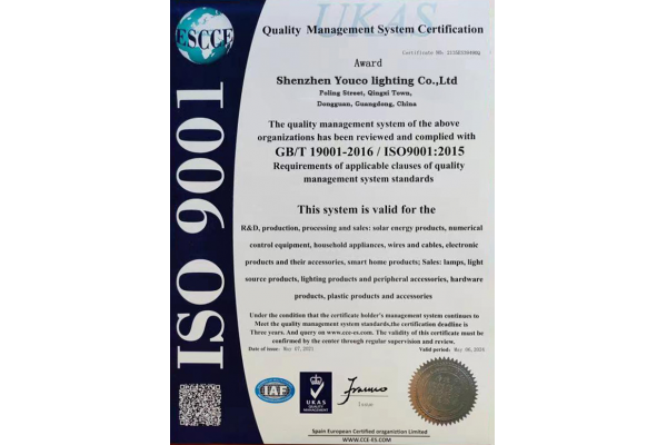 ISO 9001 management system for outdoor led lights |youcolight